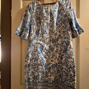 Lilly Pulitzer Blue and White Midi Dress